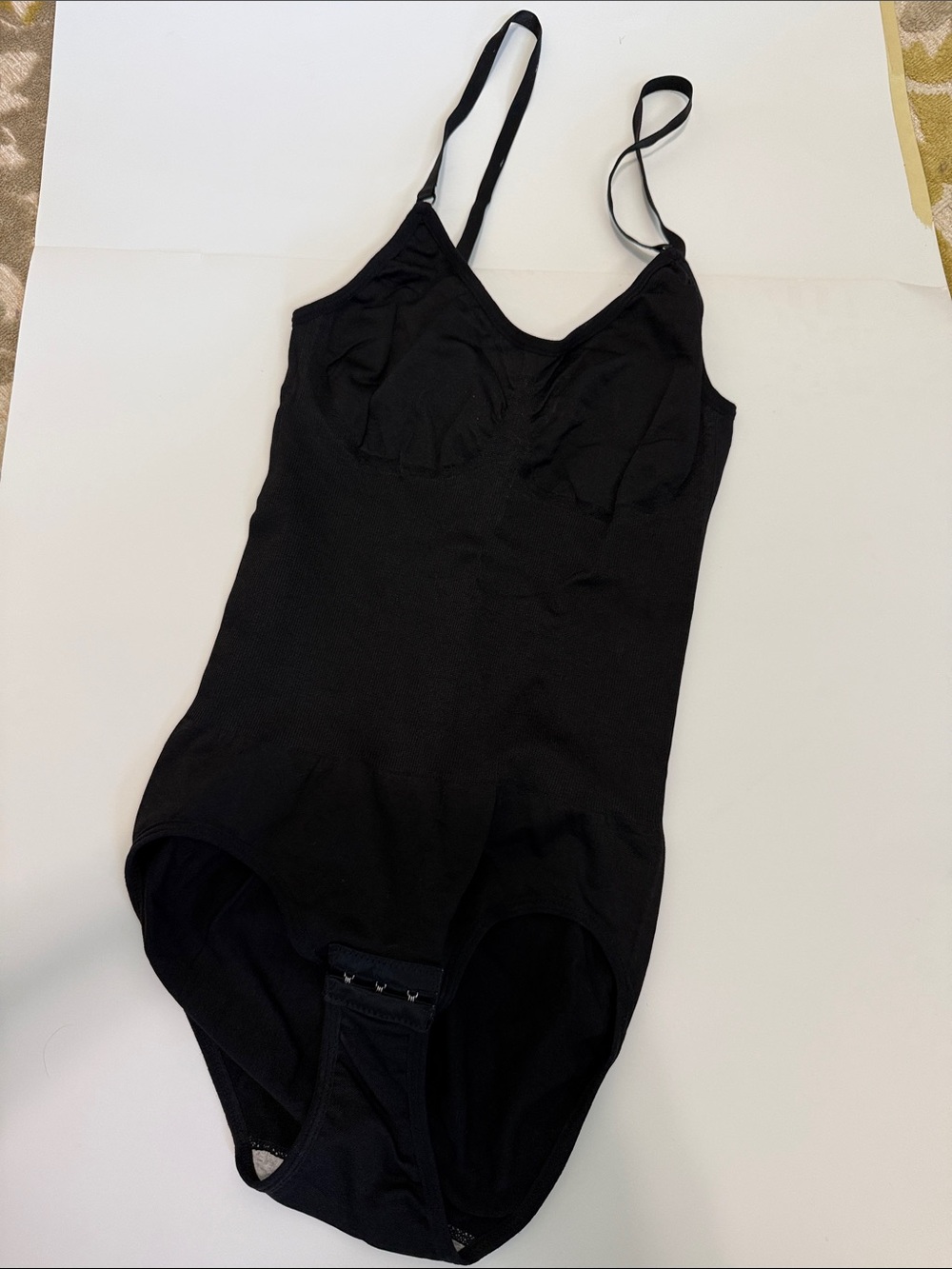 Source Unknown Black Seamless Shaping Bodysuit with Adjustable Straps